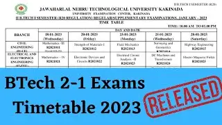 Btech 2-1 exam timetable 2023 *jntuk regular and supply exams timetable* #semesterexams #btech