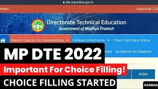 mp dte counselling 2022 choice filling started 🔥 | mp dte counselling 2022 for btech choice filling