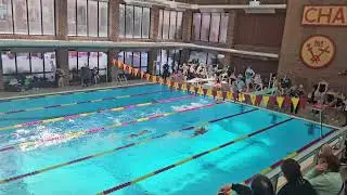 1/31/25 MR vs Notre Dame Girls 200 Freestyle Relay - lane 4. Siena swims 3rd.