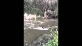 Cruzando el río con cuerdas