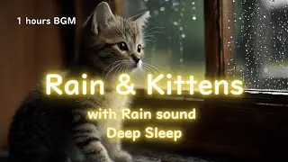 Cute Kitten & Rain Sounds for Deep Sleep 🌧️ 1 HR Relaxing Music for Stress Relief & Insomnia 🐾