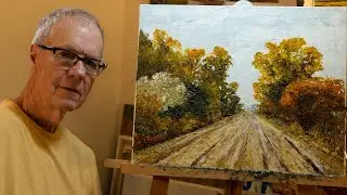 Palette KNIFE OilPainting a Dirt ROAD With Kent Stucky! A Fall Scene along a tree lined dirt road!