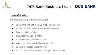 DCB Business loan Policy in English
