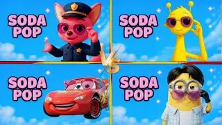 PINKFONG🆚 SUPRUNKI 🆚 MCQUEEN 🆚 MINIONS SODA POP 😎🎶 WHO IS BEST?#sodapop #tilesgop