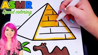 ASMR Speed Coloring a Pyramid in the Desert (ASMR Coloring Sounds & No Talking)