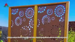 Outdoor Laser-cut Corten Steel Screen | Rusted Steel Garden Privacy Panel #screen #panel