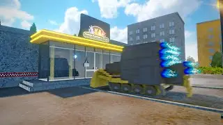 Bulldozer destroys Freddy Fazbear's pizzeria Teardown