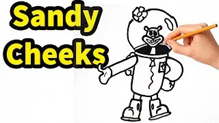 How to Draw Sandy Cheeks - SpongeBob SquarePants Drawing Easy Steps for Kids, Beginners