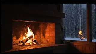 🔥 Cozy Fireplace with Gentle Rain & Distant Thunder | 9 Hours | Deep Sleep & Relaxing Ambience