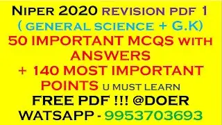 NIPER 2020 revision PDF 1 - FREE