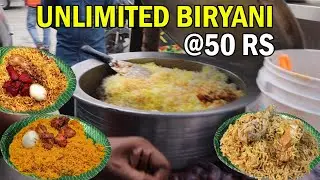 Unlimited Biryani @50/-RS | STREET FOOD INDIA | Chicken Dum Biryani | Food Bandi