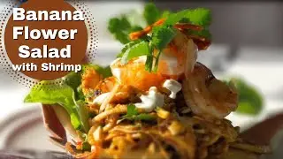 ยำกล้วยน้ำว้ากุ้ง,  Banana Flower Salad with Prawn recipe (shrimp)