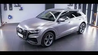 Audi Q8 в цвете Matte Metallic Gunmetal Grey &laquo;Оружейная сталь&raquo; от Sunmaxfilms в 🎖OKLEYKA.PRO &reg;🎖