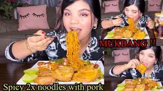 MY FAVORITE SPICY 🥵 2X NOODLES WITH PORK/ DELICIOUS 😋 YEMMEY YEMMEY #SUSHILAMUKBANGVLOG#MUKBANG
