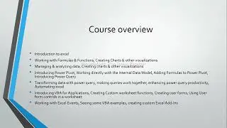 Course overview in Advanced Excel