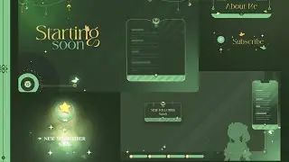 Green Lunar Charm Animated Vtuber Stream Pack | Chatting & Game Overlays | Vtuber Aesthetics