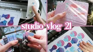 ART STUDIO VLOG 21 | packing orders, making sticker sheets, magnet bookmarks, and craft market prep