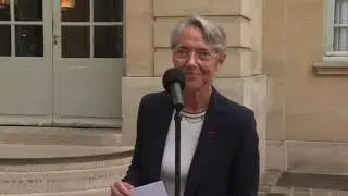 D&eacute;claration d&rsquo;&Eacute;lisabeth Borne depuis l&rsquo;h&ocirc;tel de Matignon