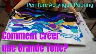 Comment cr&eacute;er une Grande Toile Acrylique Fluide ou Pouring ? N&deg;206 #acryliquepouring🩵🎨💙