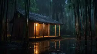Sleep Immediately with Rain Sounds and Rain & Powerful Thunder Sound The Roof in The Sky at Night.