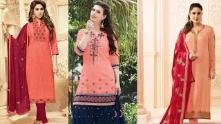 Contrast duptta with peach colour suit,peach colour kurti combination ,peach colour chudidar