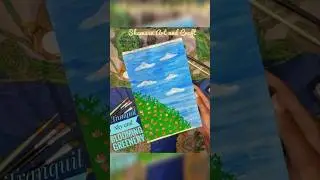 Easy Sky and Blooming Greenery Painting | Simple #SkyPainting Art Tutorial #aestheticart