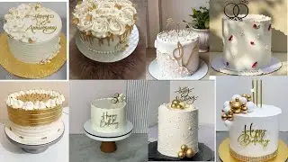 Birthday latest cake design! White & Gold Cake Design! Cake Design Collection!#cake #ideas #birthday