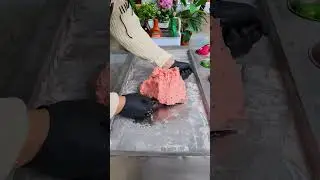 Street Watermelon Ice Cream Rolled Fresh Fruity And Creamy Treat #shorts #satisfying #icecream