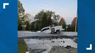 Water main break causes sinkhole on Indy's far east side