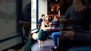 dog at Starbucks and making coffee for the customers #dog#shorts