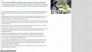 Tomb of Apostle Philip original Disciple of Jesus Christ Found