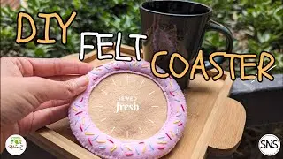 Easy DIY felt coaster | Sewing craft project tutorial with free PDF pattern | Donut shaped coaster