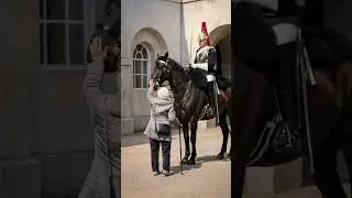 Old woman touches to King's Guard Horse