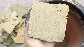 Green mud crumbling in claypot 💚 | Fluffy & dusty 💨😋 | Satisfying crumbling 😍 | #S ASMR#