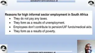 informal sector ECONOMIC GEOGRAPHY LESSON 12 GRADE 12  INFORMAL SECTOR