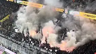 Gladbacher Ultras mit Pyroshow in Dortmund #bundesliga