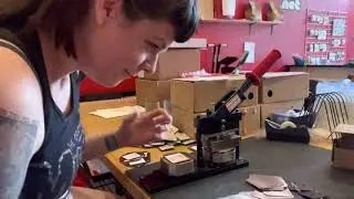 Making 2-inch square pinback button using Tecre Model 2020 - Real use