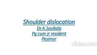 ANTERIOR DISLOCATION OF SHOULDER- NOTES FOR THEORY EXAM BY DR SASIKALA