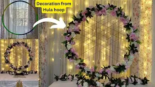 Ganpati decoration 2023 | Hula Hoop Decoration | Flower decoration ideas home DIY , Simple and easy