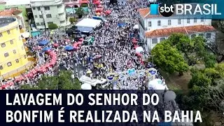 Fiéis participam da Lavagem do Senhor do Bonfim, em Salvador | SBT Brasil (11/01/24)