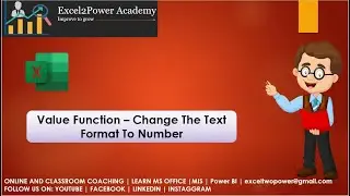 Value Function In Excel | Change Format From Text to Number | Hindi & English
