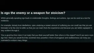 Is ego the enemy or a weapon for Stoicism?