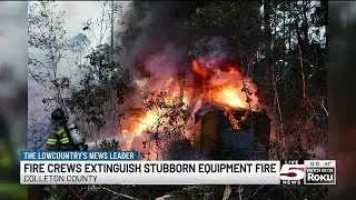 VIDEO: Colleton County firefighters fight burning logging equipment