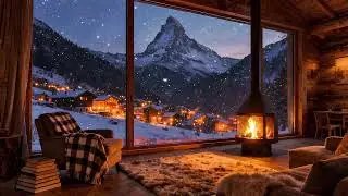 Cozy Snowy Cabin Fireplace | 4 Hours of Crackling Fire Sounds for Sleep, Study, & Relaxation