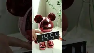 Metallic Bear Sculpture With Digital Clock