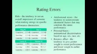 Errors and Biases in Performance Rating