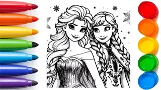 How to Draw Elsa and Anna from Frozen Disney | Beautiful Princess Drawing | Frozen Drawing 