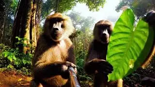 Monkey vlog         Cute Monkey Morning Routine 😍 | Jungle Vlog Episode 1  #MonkeyVlog #FunnyMonkey