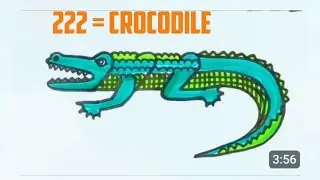 How to  Draw a Crocodile with 222 | Crocodile drawing easy for kids 