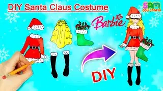 Paper Dolls Dress Up! -  Barbie DIY Santa Claus Outfit! SAM Doll Crafts